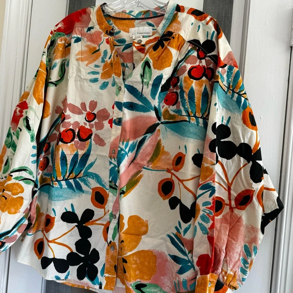 Anthropologie Crisanta Poplin Button Down Cotton Shirt - Picture 7 of 15